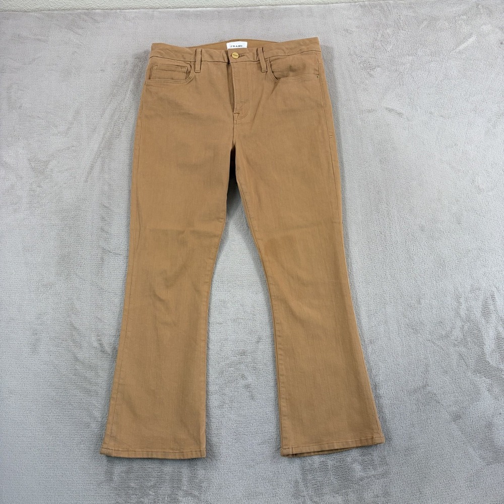 FRAME Le Crop Mini Boot Jeans in Latte Women 32 Stretch‎ Denim High Rise